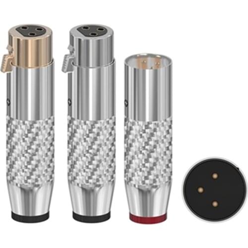 XLR Male Female Plug 3 Pin Microphone Audio Cable Connectors Carbon Fiber Gold-Plated Chrome Cannon Adapter XLR Plug Speaker DIY