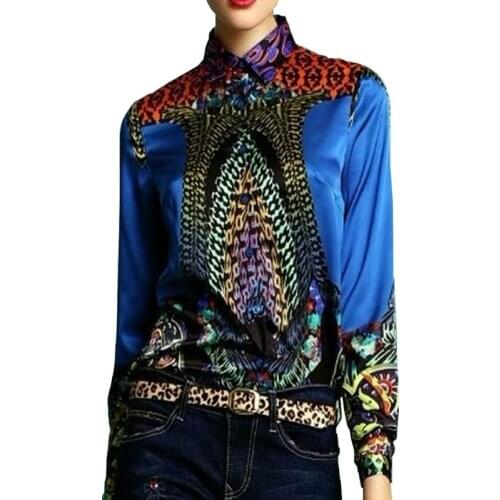 Women Sexy Blouses Autumn Office Lady Long Sleeve Silk Shirts Tops Blouse Blusas Mujer De Moda Plus Size 3XL