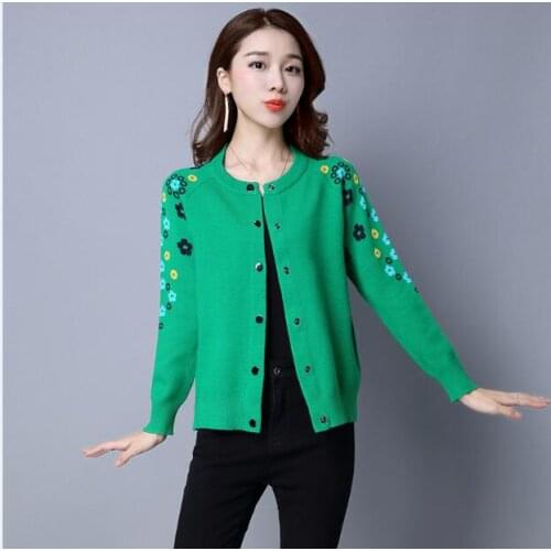New 2017 spring & autumn cashmere cardigan elegant ladies floral sweater cardigan coat