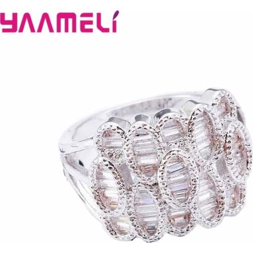 Fashion Personality Design 925 Sterling Silver For Women Luxury Fashion Ring Cubic Zirconia Wedding Party Gifts
