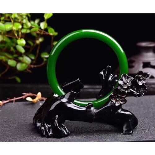 Zheru Jewelry Natural Hetian Jade Green 54-64mm Bracelet Elegant Princess Jewelry Best Gift for Mom and Girlfriend