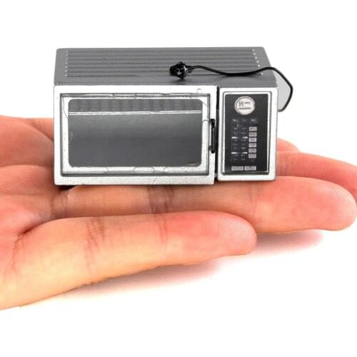 1/12 Doll House Miniature Metal Microwave Oven Simulation Kitchen Utensils Model Toys for Mini Decoration Dollhouse Accessories