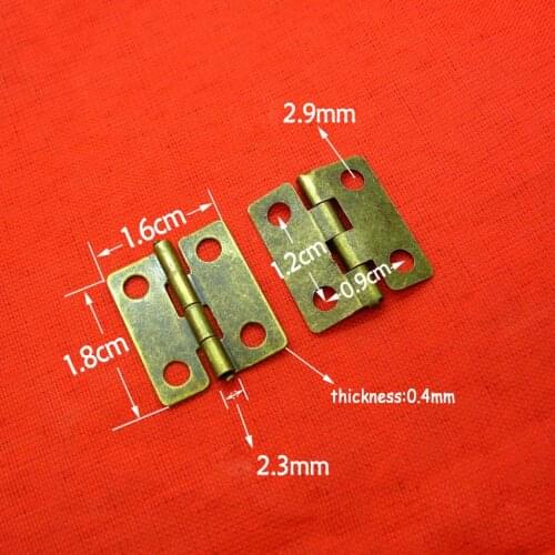 1.8*1.6cm Round Angle Antique Hinge Furniture Hardware Mini Bronze Decoration Door Hinges For Wooden Cabinet Vintage Jewelry Box