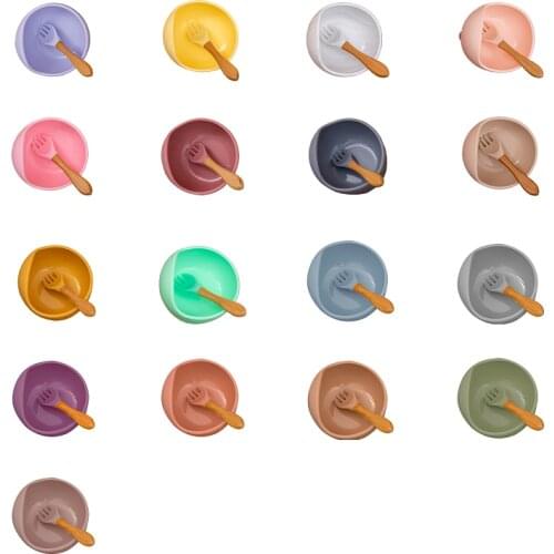 1set Silicone Baby Feeding Set Waterproof Spoon Non-Slip Feeding Silicone Bowl Tableware Baby Products Baby Plate