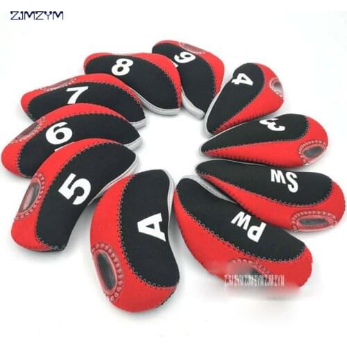 10Pcs One Set Neoprene Transparent Window Golf Club Iron Head Covers for Callaway QGT-SS003 Golf club head Cover black / orange