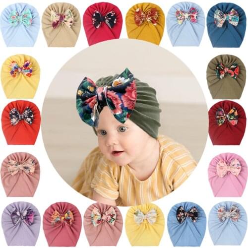 2021 Newborn Toddler Baby Girls Solid Color Turban Lovely Floral Bow Turban Headband Hair Accessories Kawaii Baby Hair Wear