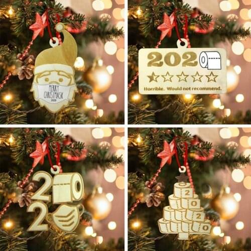 4Pcs/Set 2020 Christmas Tree Wooden Ornament Hanging Santa Claus Paper Towel Modeling Ornament For Christmas Festival Home Decor