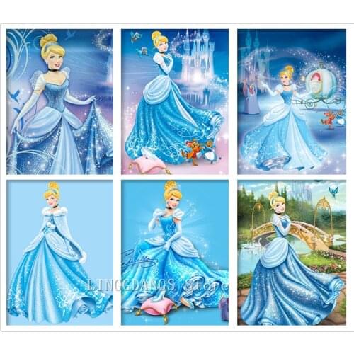 5D DIY Diamond Painting Disney Cartoon Princess Collection Beautiful Girl Diamond Mosaic Embroidery Cross Stitch Home Decor Gift