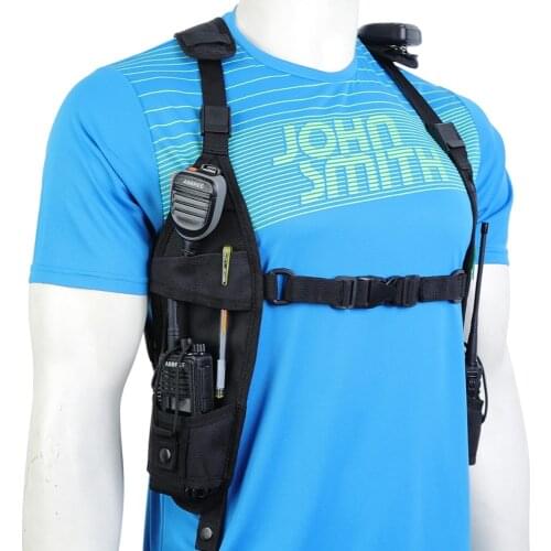 Abbree Double Shoulder Holster Chest Front Pack for Wouxun TYT Baofeng BF-888S UV-5R UV-82 UV-9R Plus BF-F8HP Radio Walkie Talk