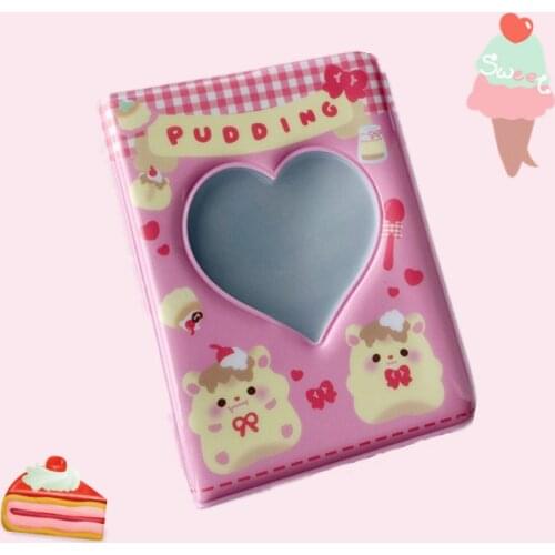40 Pockets Kawaii Cake photo album 3 Inch Love Heart Hollow Kpop Card Binder Name Card Book Photo Album Card Photocard ID Holder