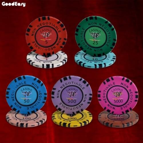 Casino Diamond Poker Chips Sets Texas 25pcs/lot 45mm Hold'em Poker 13.5/g Clay Composite with Inner Metal Cheap Chips