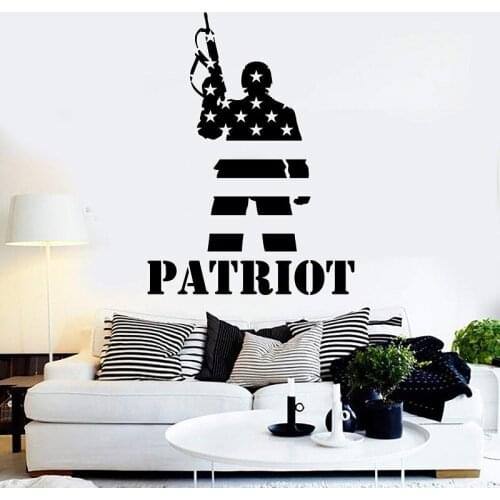 American Flag Warrior Military American Patriot Vinyl Wall Sticker Office University Dormitory Home Decor Art Decal CS22