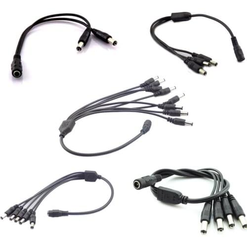 12V DC Power Supply 1 Female to 2 3 4 5 8 Male way Splitter Plug extension Cable cord connector 5.5*2.1mm for Led strip light
