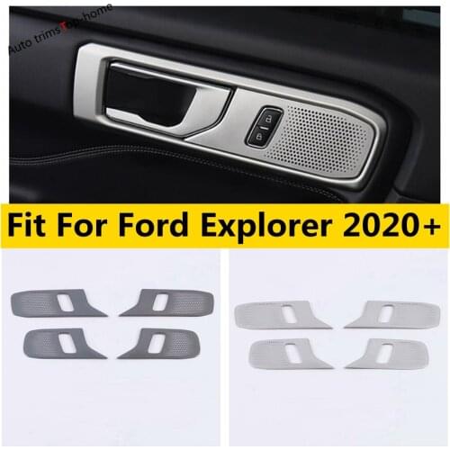 Side Inner Door Handle Bowl Grab Cover Trim Silver / Black Interior Kit Stainless Steel Accessories For Ford Explorer 2020 2021