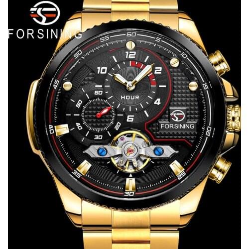 FORSINING Tourbillon Automatic Mechanical Men Wristwatch Military Sport Male Clock Top Brand Luxury Gold Classic Man Watch 8229