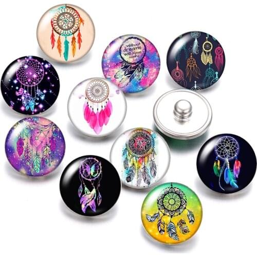 DB0485 Beauty Dream catchers 10pcs Round 18mm photo glass cabochon snap buttons for snap jewerly snpa necklace wholesale