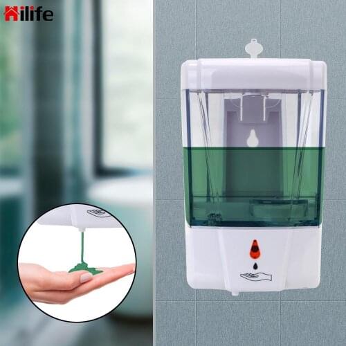 HILIFE Automatic IR Sensor Soap Dispenser Touch-free Lotion Pump Touchless Liquid Wall-Mount 700ml for Kitchen Bathroom