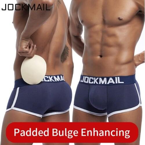 Mens Padded Boxer Shorts Cotton Front And Butt Lifting Enhancement Hip-up Underwear Trunk With Removable Sponge Pads Included