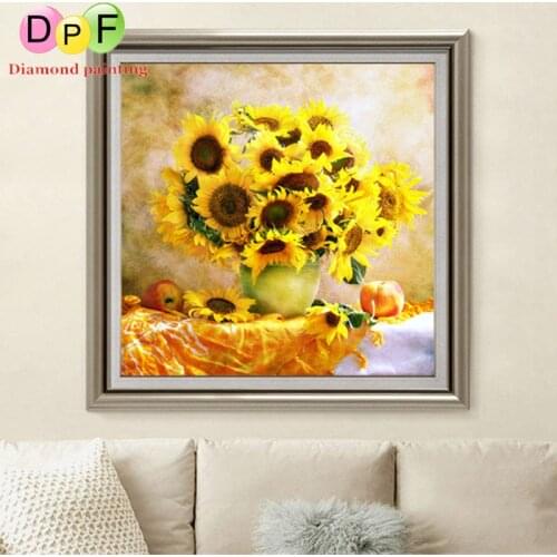 DPF New 5D Full Floral Diamonds Embroidery Round crafts Diamond Painting Cross Stitch Kits Sunflower Diamond Mosaic Home Decor