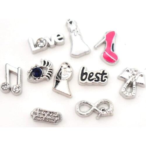 Enamel Bride Groom Wedding Love Letters Floating Charms Small DIY Locket Accessories For Memory Living Locket Jewelry Making