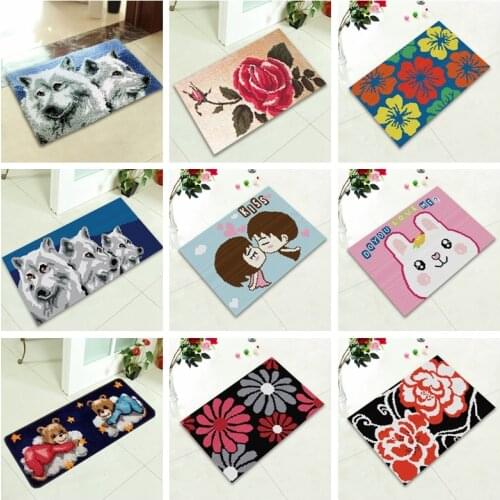 Flowers Cartoon Animal Carpet Embroidery Smyrna Button Package Carpet Latch Hook Needlework Button Package Crochet Carpet Kits