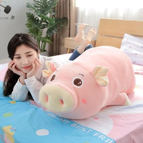 45-110CM Giant Lovely Soft Down Cotton Pig Plush Doll Stuffed Pink Pig Doll Baby Software Pillow Gift for Girlfriend