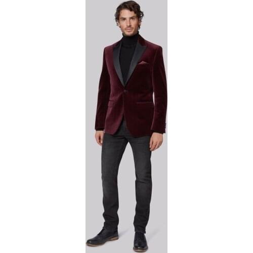 Handsome Groomsmen Velveteen Groom Tuxedos Mens Wedding Dress Man Jacket Blazer Prom Dinner (Jacket+Pants+Tie) K69