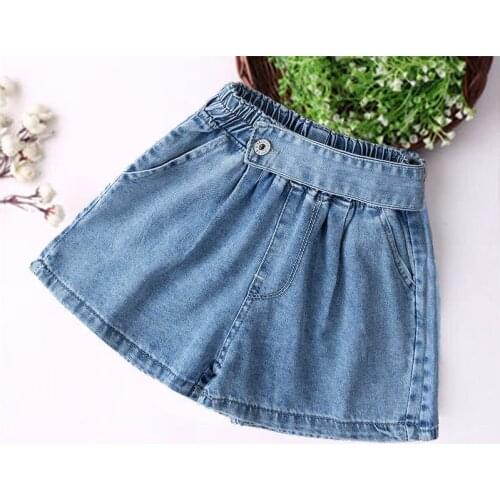 Summer Girls Shorts Pants Kids Solid Color Denim Shorts Casual Hot Pants Children Girl Thin Breathable Outer Wear Fashion