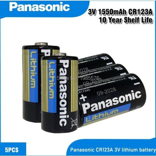 5PC PANASONIC Original CR123A CR123 123A CR 123 A123 CR17345 16340 3V Lithium Battery for Camera Flashlight dry primary cell