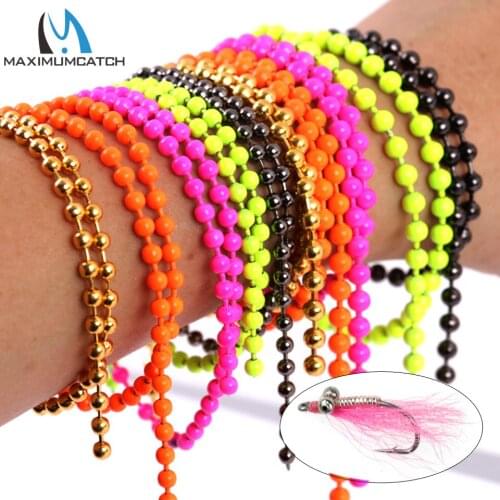 Maximumcatch 31cm/pc Fly Tying Bead Chain Tying Bead Eyes Metal 3.1mm 4.1mm Fly Fishing Materials