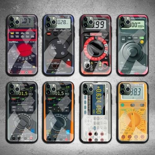 Multimeter tool Phone Case Tempered Glass For iPhone 12 11 Pro Max Mini XR XS MAX 8 X 7 6S 6 Plus SE 2020 cover