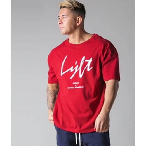 Mens Fashion T-Shirt Men Tops Summer Fitness Bodybuilding Clothes Muscle Male Shirts Cotton Loose Gyms High Quality Hip-hop Tee