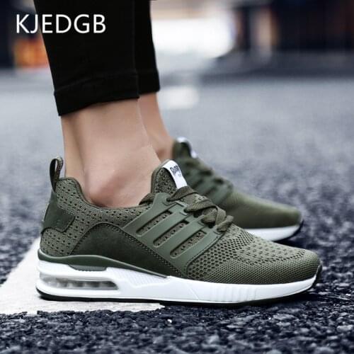KJEDGB 2020 Men Sneakers Green Mesh Breathable Air Cushion Couple Shoes Solid Training Mens Shoes Casual Zapatos De Hombre