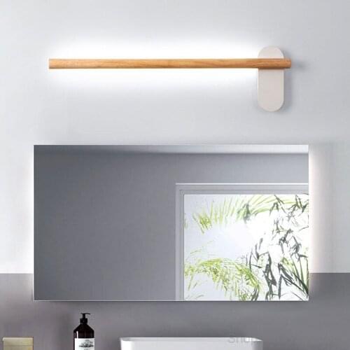 Nordic Solid Wood Mirror Wall Lamp Simple Modern Bathroom Toilet Makeup Vanity Mirror Headlight Bedroom Study Decorative Lamps