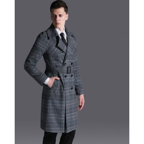 New Jacket Long Men Luxury Double Breasted Men Long Overcoat Casual Plaid Coats Mens Autumn Winter Plus Size 6xl Trench Men