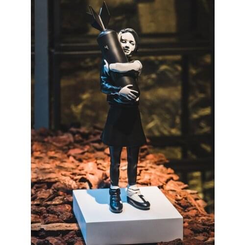 New Bomb Hugger Banksy Sculpture Bomb Girl Street Art Resin Statue Creative Home Decor Modern Figurines Gifts Desktop Decor free