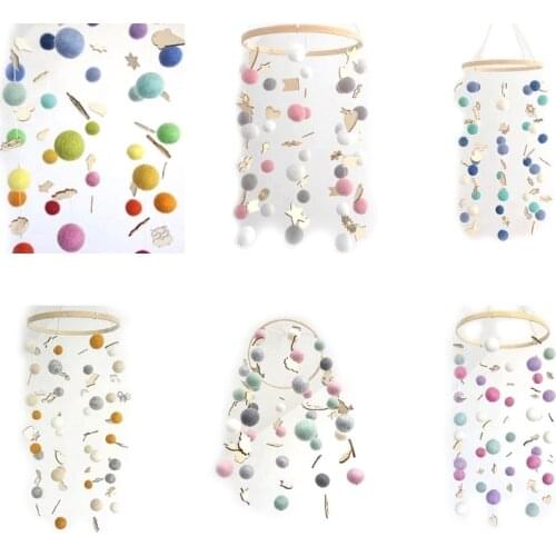 New Round Rainbow Hair Ball Wind Chimes Bed Bell Home Children Room Decoration Hanging Decor