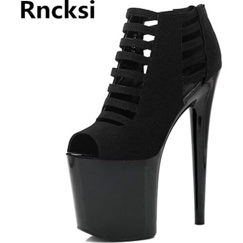 Rncksi Sexy Women Dance Shoes Ultra 20cm High Heels Sandals 10cm Platform Designer Summer Shoes Open Toe Ladies Sandals Fashion