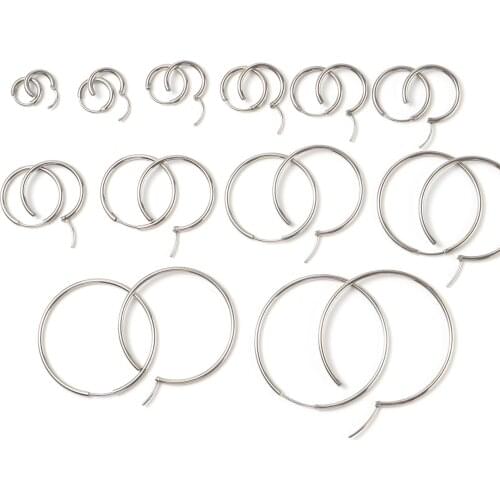 0.9mm Stainless Steel Hoop Earrings Silver Color Round Circle Ring Metal Earrings 12mm-54mm For Women Party Jewelry Gifts,1Pair