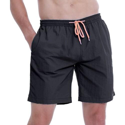 Breathable Summer Men Beach Shorts, Male Leisure Style Outdoor Solid Color Quick-drying Loose Trunks for Fitness Running Jogging