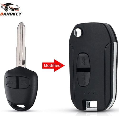 Dandkey 2/3 Button Replacement Modified Folding Car Key Case For Mitsubishi New ASX GRANDIS Outlander LANCER-EX MIT11/MIT8 Blade