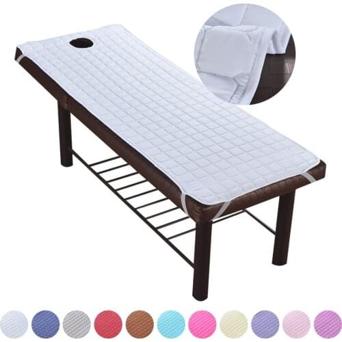 Thicken Quilted Massage Table Bed Sheet Elastic SPA Treatment Cover For Relax Forepart Hole Beauty Salon Bed Cover Bedspread