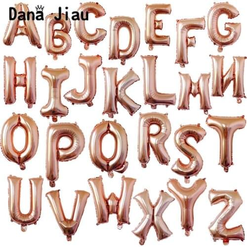 16inch Rose gold Optional Letter Balloon Birthday Wedding Party Decoration name ballons Aluminum Foil Helium Balloons