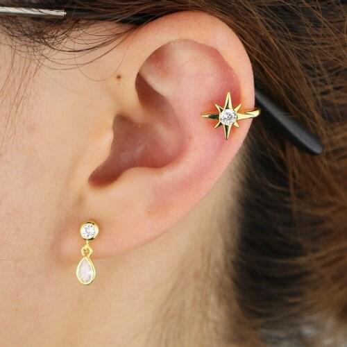 Top quality Gold filled fashion jewelry dangle cz tear drop charm earring delicate Beautiful elegance women ladies jewelry