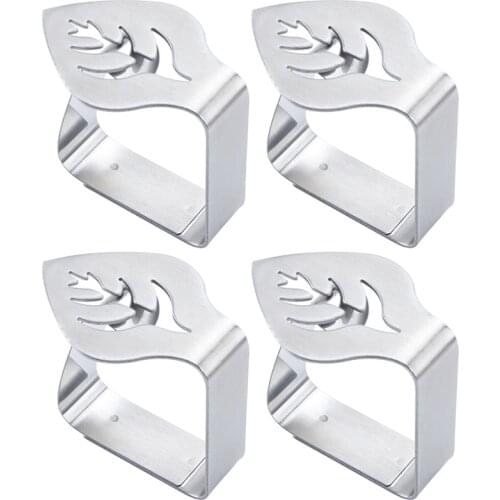 4pcs Stainless Steel Table Cloth Clamp Leaf Shaped Dining Room Tablecloth Holder