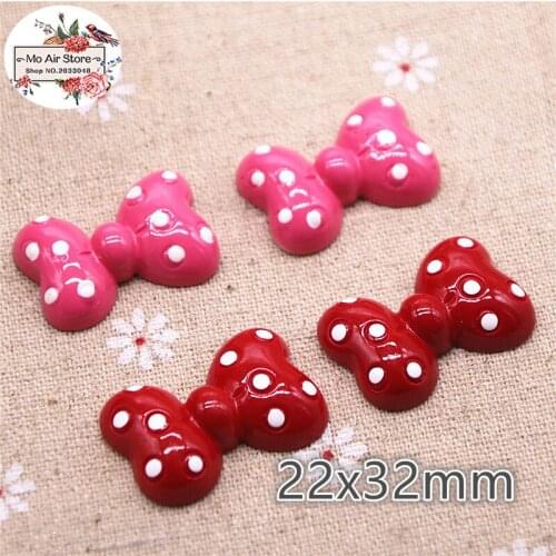10pcs Resin point bowknot Cabochon Art Supply Decoration Charm hair bow center 22x32mm