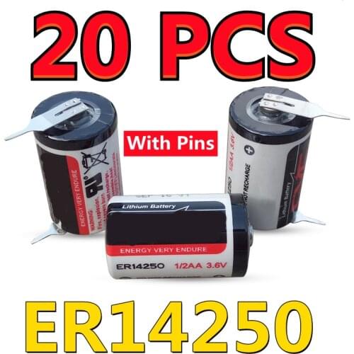 20PCS Original NEW For EVE ER14250 Gas / Water Meter Memory Backup RFID 1/2AA 3.6V Lithium Battery With Pins