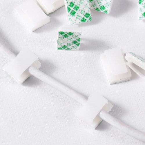 200Pcs Home Office Cable Clamps Storage Wire Retainer Self-Adhesive Fasteners Mounting Holder Cables Organizer Fixed Wire Hooks