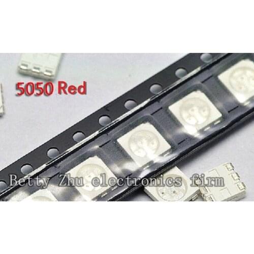 2000PCS/LOT 5050 bright red LED red light-emitting diodes 400-600MCD