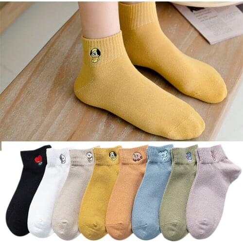 3 Pairs Kawaii Cartoon Print Socks Women Pack Cute Sets Funny Meias Divertidas Candy Colors Calcetines Girls Autumn Winter